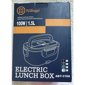 Nifogo, 1.5L Electric Lunch Box, w carry case ABY-318A, Gray/Green NIB